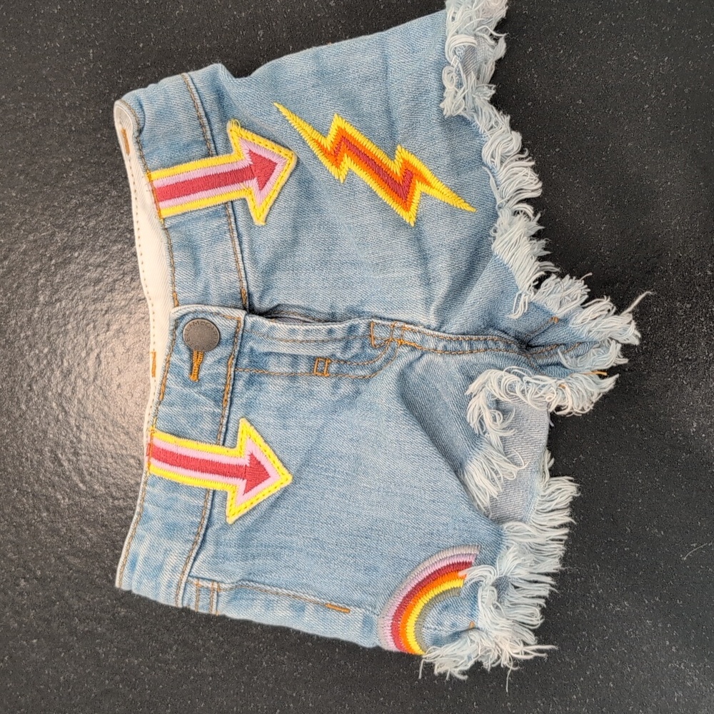 Stella McCartney Blue Jean Shorts with Colorful Embroidery